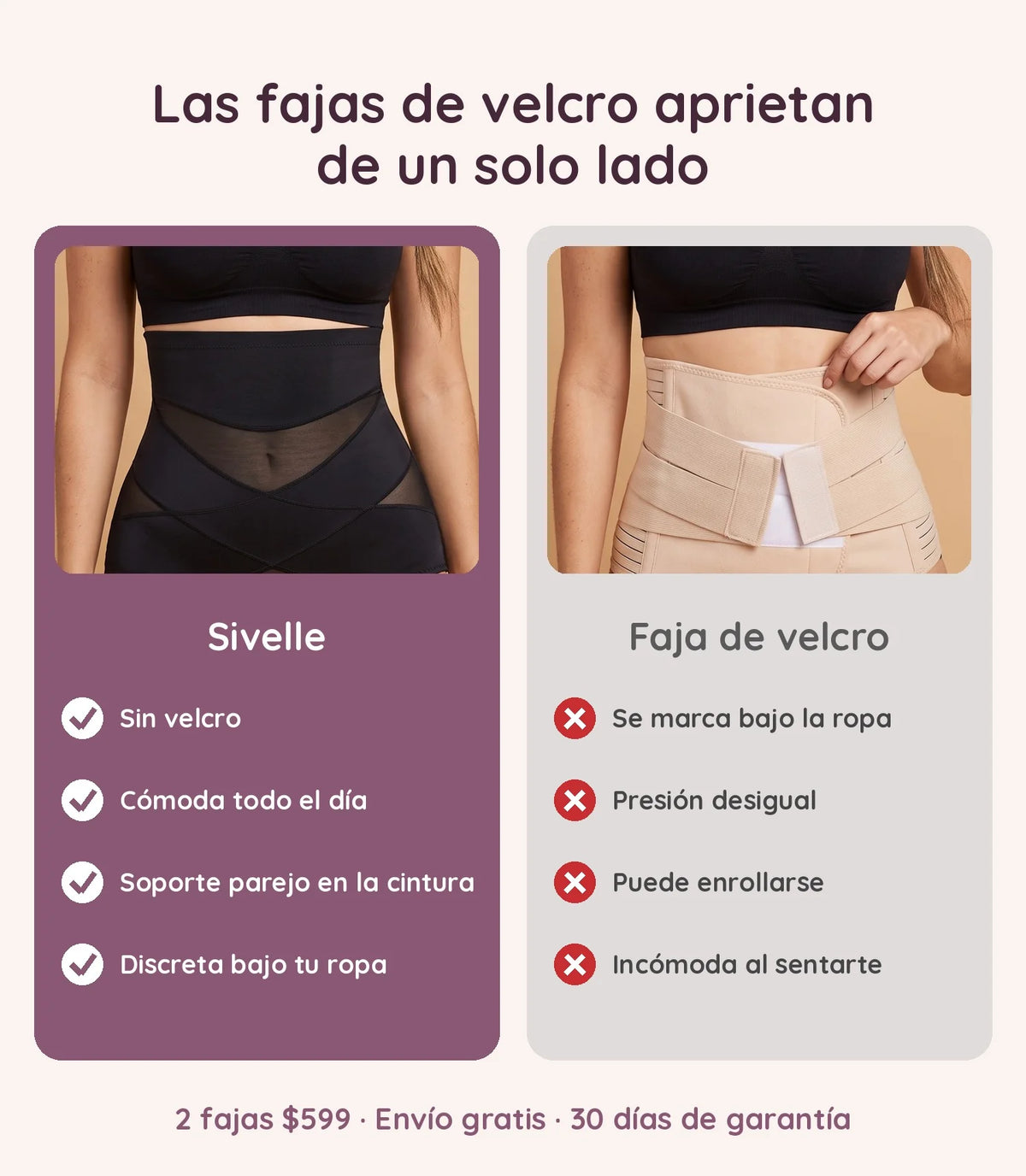 Faja panty posparto sin velcro, discreta bajo la ropa